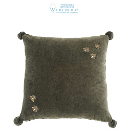 110349 Eichholtz Pillow salgado подушка зелёного цвета из бархата с декоративным элементом, 50×50 см