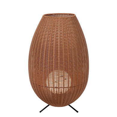 уличный торшер с плетёным абажуром тёплого оттенка