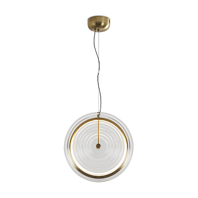 подвесной светильник с золотистой подвеской и дисковым рассеивателем