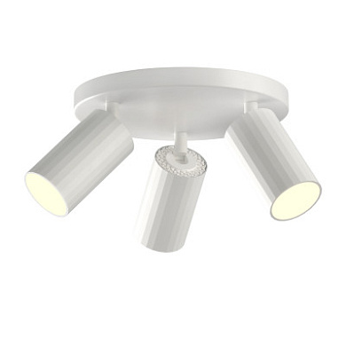 потолочный светильник с тремя регулируемыми плафонами белого цвета