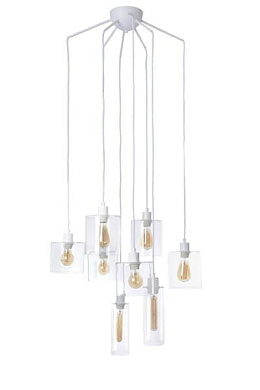 подвесной светильник с восемью лампами в индустриальном стиле