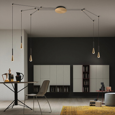 04706ONDHXXXX Elesi luce Iconic SP 5 luci LED люстра с пятью плафонами чёрный; латунь