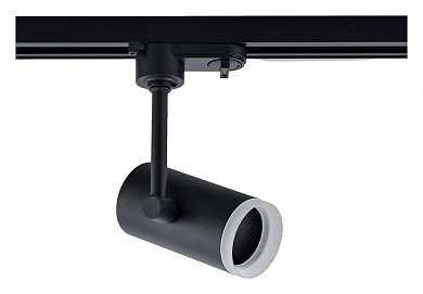 трековый прожектор цилиндрический черный для однофазной системы 50Вт