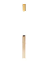 Cognac Glass Glossy Brushed Gold Metal Base LED 3Watt 220-240Volt 180Lm IP20 3000K D:9 H:75-200 cm