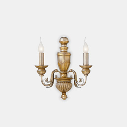 020846 Ideal lux Firenze двухрожковое настенное бра из металла цвета античного золота с фигурным основанием