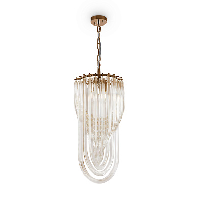 подвесной светильник с цепочным подвесом и элементами из стекла под французское золото