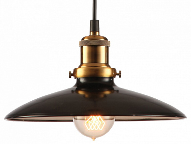 подвесной светильник с купольным плафоном черного цвета на металлическом подвесе