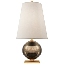 Corbin Mini Accent Lamp черный перламутр с кремовым льняным абажуром