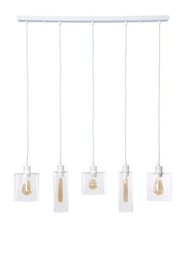 подвесной светильник с пятью лампами на подвесах в индустриальном стиле