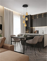 Triac Dimmable Matt Black Metal Base Brass Gold Metal & Champaign Glass LED 40Watt 220-240Volt 2165Lm IP20 3000K D:33 H:200 cm