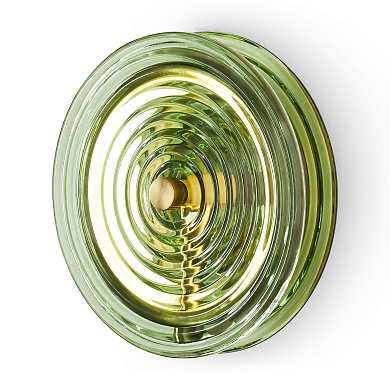 настенный светильник с круговым стеклянным рассеивателем зелёного оттенка
