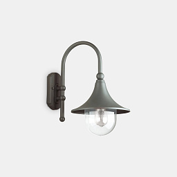 246819 Ideal lux Cima уличный настенный светильник с изогнутым кронштейном и полукруглым плафоном цвета антрацит