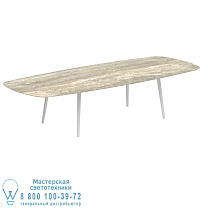 НИЗКИЙ ОБЕДЕННЫЙ СТОЛ STYLETTO 300X120CM, АЛЮМИНИЕВЫЕ НОЖКИ, БЕЛАЯ КЕРАМИЧЕСКАЯ СТОЛ, TRAVERTINO Royal Botania