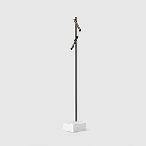 esprit double floor black, gun black lamphead carrara marble base