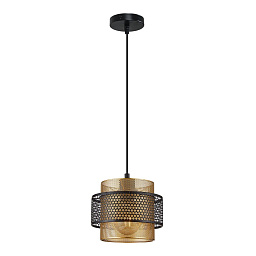 A7069SP-1GO Arte Lamp GRID подвесной светильник с деревянным и металлическим абажуром