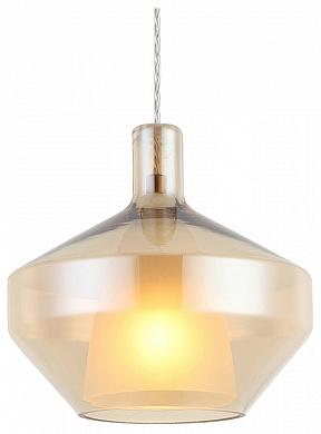 подвесной светильник с широкой стеклянной колбой и металлическим цоколем