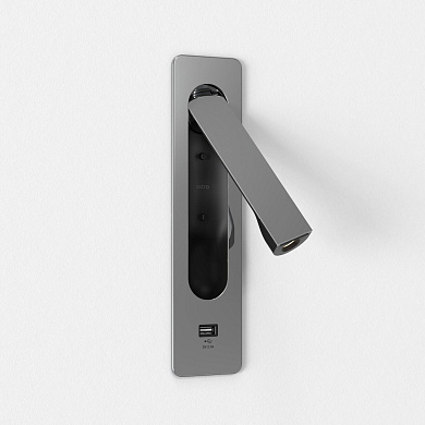 светильник для чтения с USB полированный хром