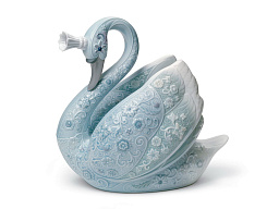 1008410 Lladro The Swan Princess фарфоровая фигурка лебедя с поднятой шеей