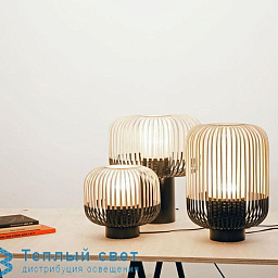 AL32131BA ou 20101 Forestier Bamboo настольная лампа из бамбука с округлым абажуром и чёрным основанием