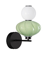 Triac Dimmable Sage Green Ceramic & Opal Glass Matt Black Metal Base LED 8Watt 220-240Volt 520Lm IP20 3000K D:20 W:28 H:34.6 cm