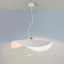 Lederam Manta S1 - Suspension/Abat-jour et disque blanc. Tige satinée