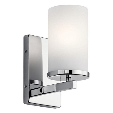 Crosby 9.25" 1 Light Wall Sconce with Satin Etched Cased Opal Chrome настенный светильник 45495CH Kichler