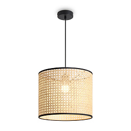 FR5483PL-01B Freya Mixture подвесной светильник с плетеным абажуром из ротанга в черном обрамлении