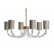 Round Lartigue Chandelier Clear crystal with French Brass Porta Romana