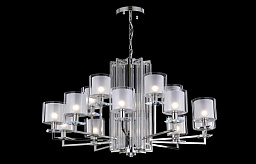 NICOLAS SP-PL10+5 NICKEL/WHITE Crystal Lux NICOLAS подвесная люстра с цилиндрическими плафонами в хромовом оформлении