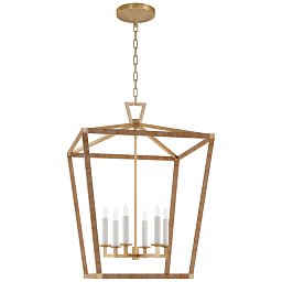 CHC5879AB/NRT Visual Comfort Darlana5 подвесной светильник в виде фонаря из латуни с элементами из ротанга