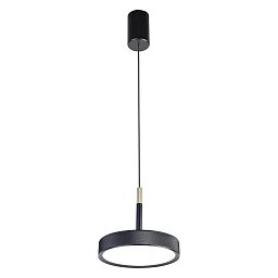 Подвесной светильник Favourite Piller 4506-1P — чёрный светодиодный подвес-диск с рифлёной боковой стенкой
