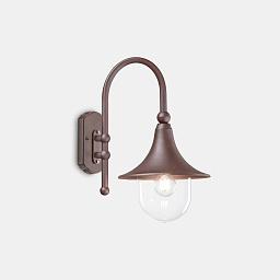 246826 Ideal lux Cima уличное бра с арочным кронштейном и полусферическим плафоном кофейно-коричневого оттенка