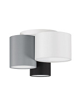 White, Black & Grey Fabric Shade Sandy White Metal Base LED E27 3x12Watt 100-240Volt IP20 Bulb Excluded D: 35 H: 21 cm