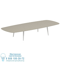 ВЫСОКИЙ СТОЛ STYLETTO 300X120CM АЛЮМИНИЕВЫЕ НОЖКИ БЕЛАЯ КЕРАМИЧЕСКАЯ ВЕРХНЯЯ ЖЕМЧУЖНО-СЕРЫЙ Royal Botania