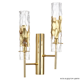 2750/402 Crystal Lux Primavera двухламповое настенное бра с вертикальными плафонами из стекла и основанием цвета золота