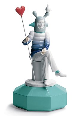 Фарфоровая скульптура влюблённого с красным сердцем The Lover I Lladro, дизайн Jaime Hayon 01007252