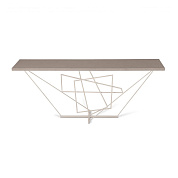 Rhomboid Console Table Plaster White with Faux Concrete top Porta Romana