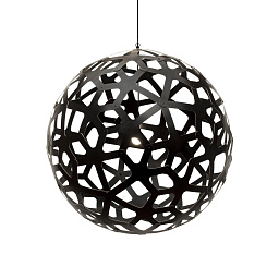 209 David Trubridge Coral Сферический подвесной светильник из фанеры чёрного цвета с двухсторонней отделкой