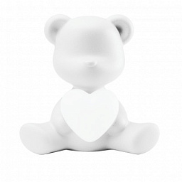 25005WH Qeeboo Teddy настольный светильник в виде белого медвежонка с подсвечивающимся сердцем