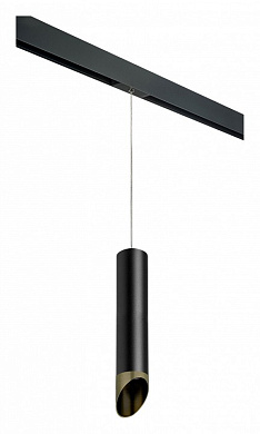 подвесной трековый светильник цилиндрической формы чёрного цвета для однофазного шинопровода