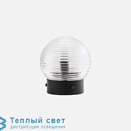 настольная лампа с шарообразным стеклянным плафоном на чёрном основании