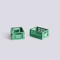 Ящик для хранения HAY Colour Crate Mini, набор из 2 шт., темно-мятный