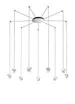 подвесной светильник с множеством конических плафонов из прозрачного стекла