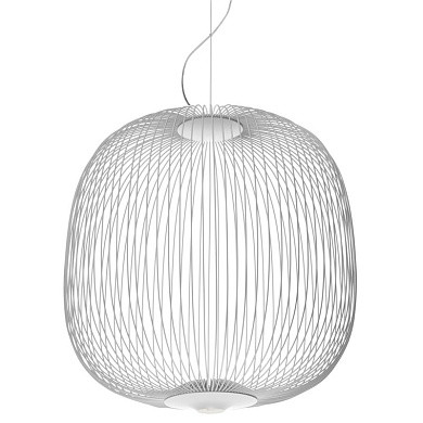подвесной светильник с металлическим каркасом в виде клетки белого цвета