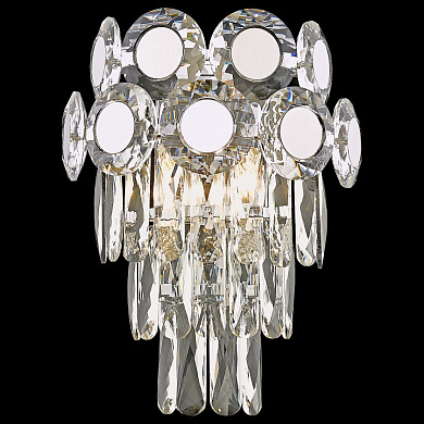 накладной потолочный светильник с зеркальными вставками и подвесками из хрусталя