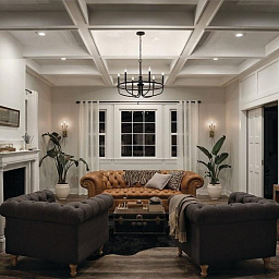 52304BK Kichler Capitol hill люстра с шестью плафонами в черном металлическом каркасе