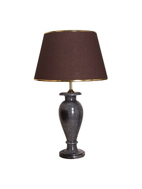 Charcoal Marble Vase Table Lamp With Brown Fabric Shade настольная лампа FOS Lighting Flower-BlackMarble-BrassRimBrown14-TL1