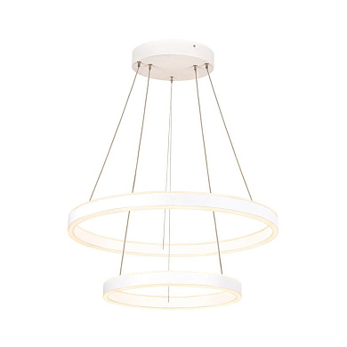 двухуровневая кольцевая люстра белого цвета на тросах