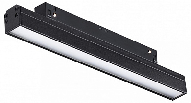 магнитный трековый светильник с плоским дисковым плафоном чёрного цвета для магнитного трека 48V