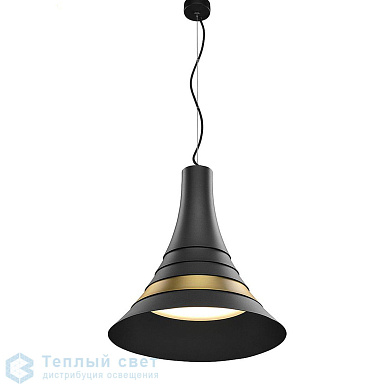 подвесной светильник черного цвета с золотистым внутренним покрытием